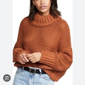 Free People Only My Sunshine Sweater Rust Cowl Neck Sweater